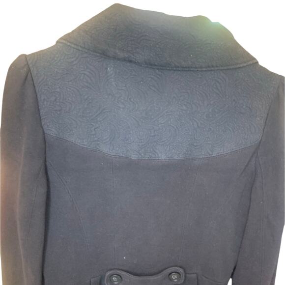 Free People Jacket 8 Black Womens Lapels Cropped Long Sleeve Preppy Minimalist - Picture 7 of 10